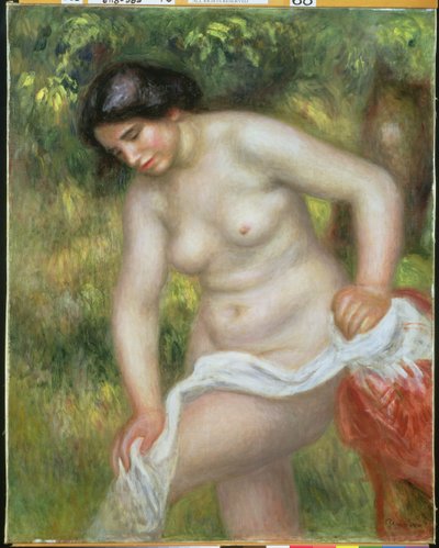 Bather Drying Herself with a White Cloth by Pierre Auguste Renoir